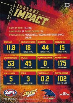 2019 Select Footy Stars - Instant Impact #II3 Sam Jacobs Back